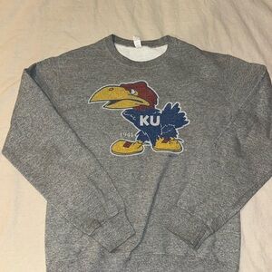 KU Jayhawk Men's Gray Crewneck Sweater
